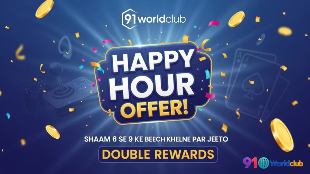 91 Club Happy Hour ka extra bonus claim karne ka success message.