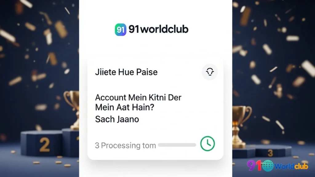 91 Club withdrawal ka bank processing time ka graphic.