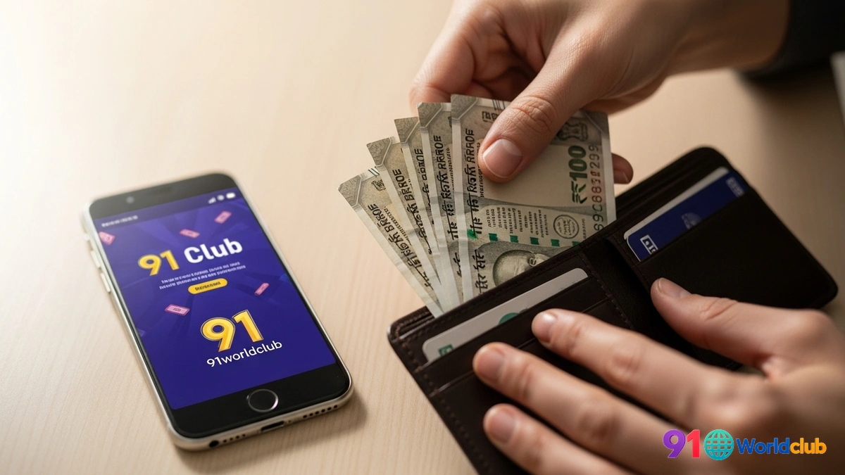 91 Club se jeeta hua profit wallet mein rakhte hue, smart fund management ka prateek.