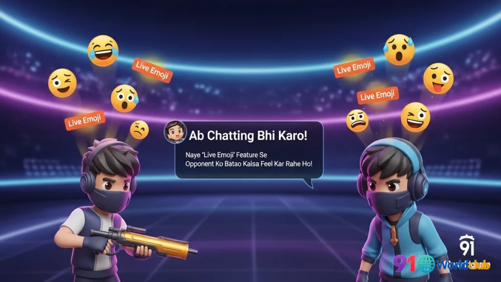 91 Club ke naye Live Emoji feature ka promotional poster.